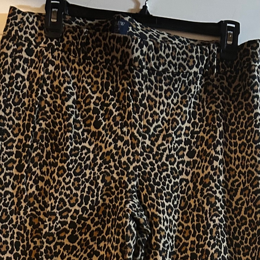 076 NWOT J Crew Winnie Leopard Print Pants Size 10 Side Zipper